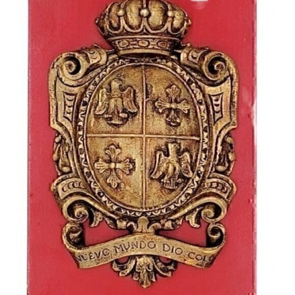 Medieval Wall Plaque Crown Shield Coat of Arms Nuevo Mundo Dio Colon - Picture 2 of 7